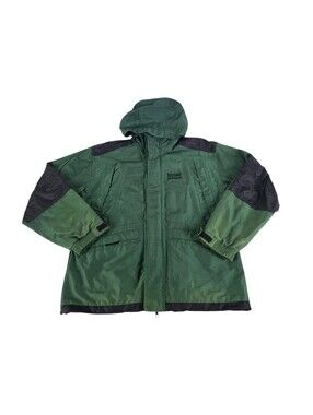 Bushnell Rainguard Green Windbreaker Jacket Hooded Hunting Size M Faded